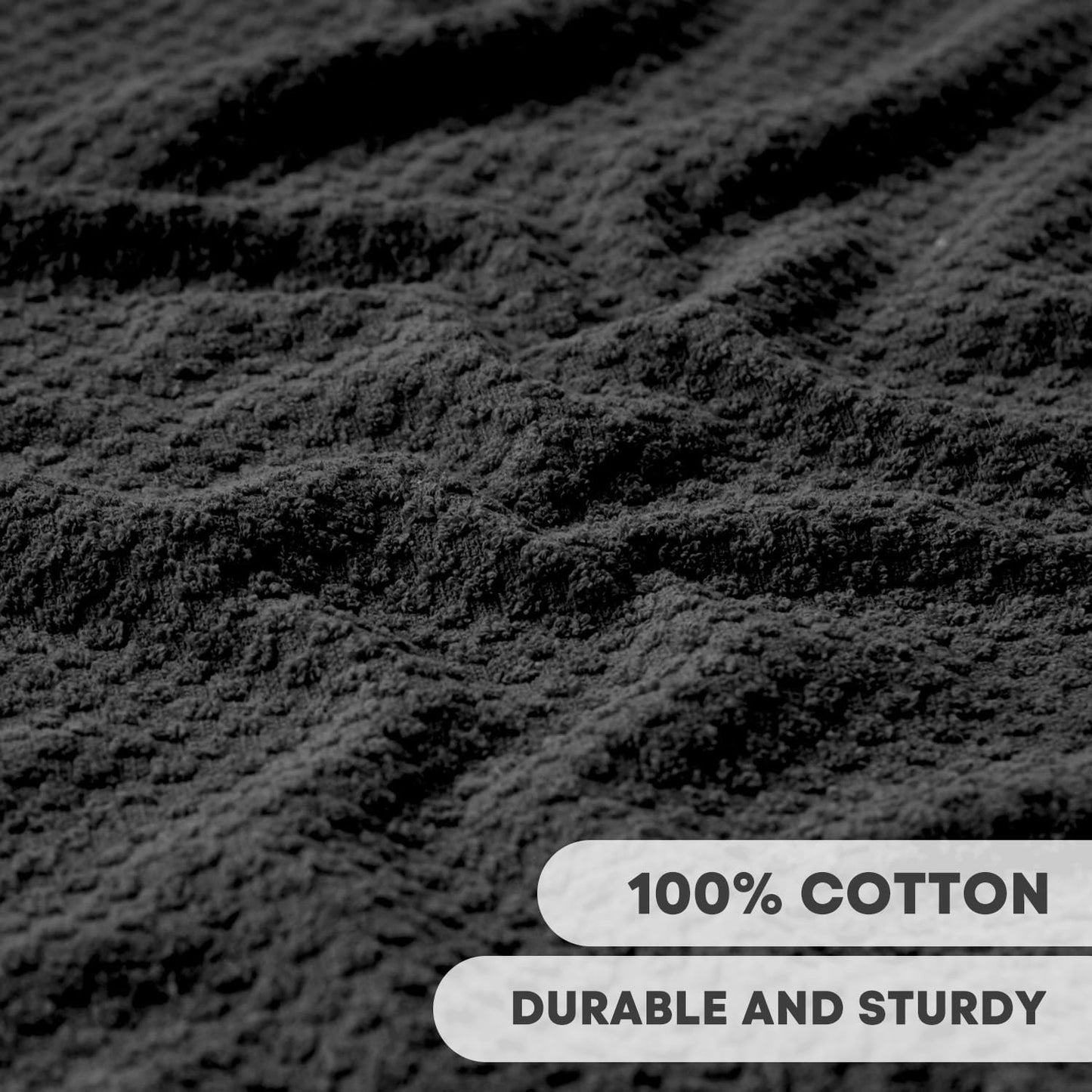 Artoid Mode Ring Spun Cotton Black Dishcloth Kitchen Towels, 12x12 Inch Ultra Soft Absorbent Quick Drying Household Cleaning Kitchen Rags Set of 6