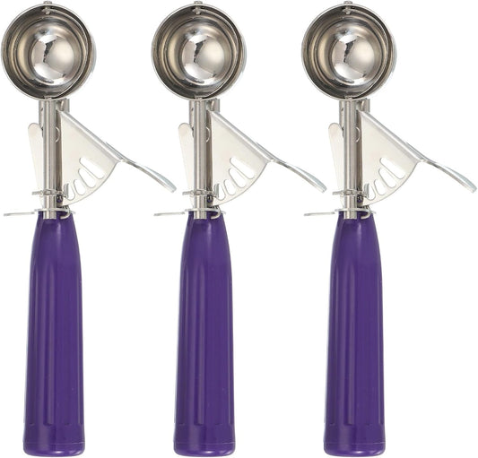 uxcell 3 Pcs Cookie Scoops, Ice Cream Scoop with Trigger for Baking Cookie Dough Rice Pudding Kitchen Gadget, Purple