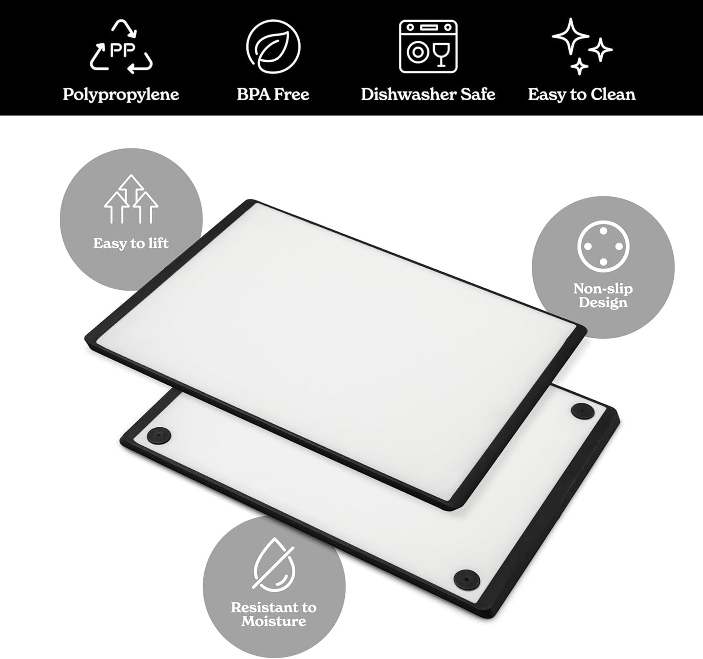 SMIRLY Plastic Cutting Board Set, Dishwasher Safe Plastic Cutting Boards Set for Kitchen, Cutting Boards for Kitchen - Plastic Chopping Board Set