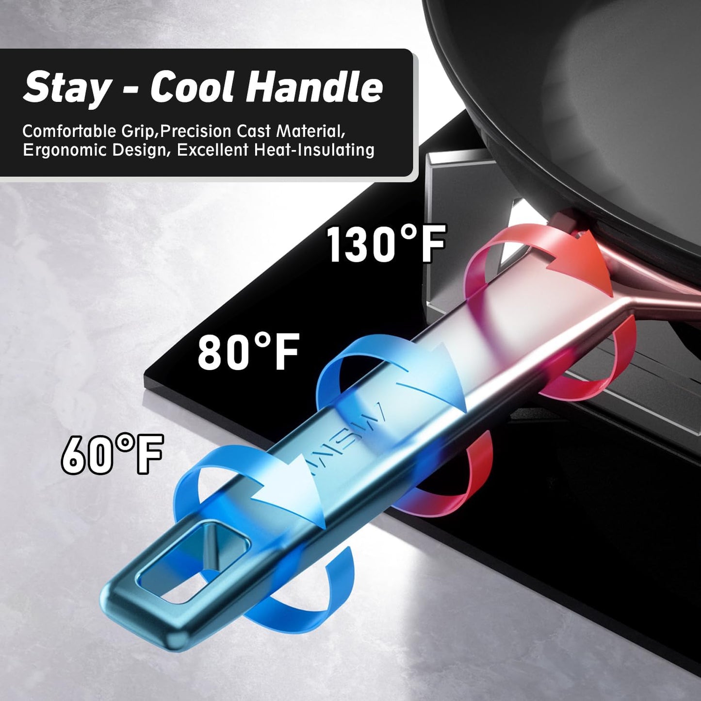 MsMk 12 Inch Nonstick Frying Pan with Lid, Titanium and Ceramic Nonstick skillet with lid, PFAS & PFOA Free, Non-Toxic, Stay-Cool Handle, Scratch-resistant, Dishwasher Safe, Oven Safe