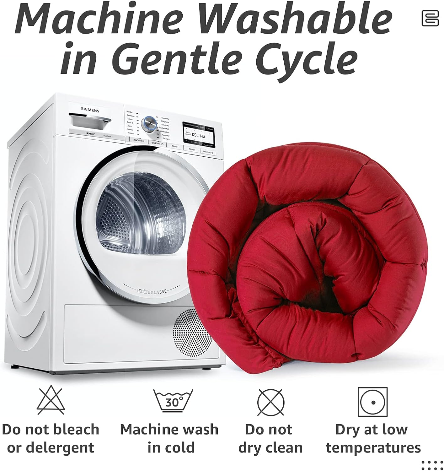 HYLEORY All Season Twin Size Bed Comforter - Cooling Goose Down Alternative Quilted Duvet Insert with Corner Tabs - Winter Warm - Machine Washable - Red