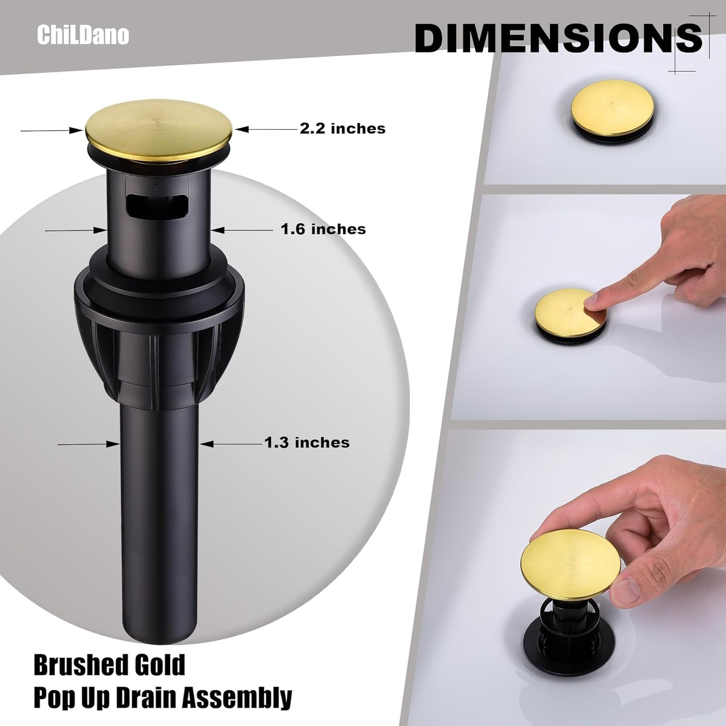 Gold Bathroom Faucet with Drain and Supply Hose, 2 Handles Brushed Gold Widespread Bathroom Faucet for Sink 3 Hole, Bathroom Faucet Gold CH3166BG