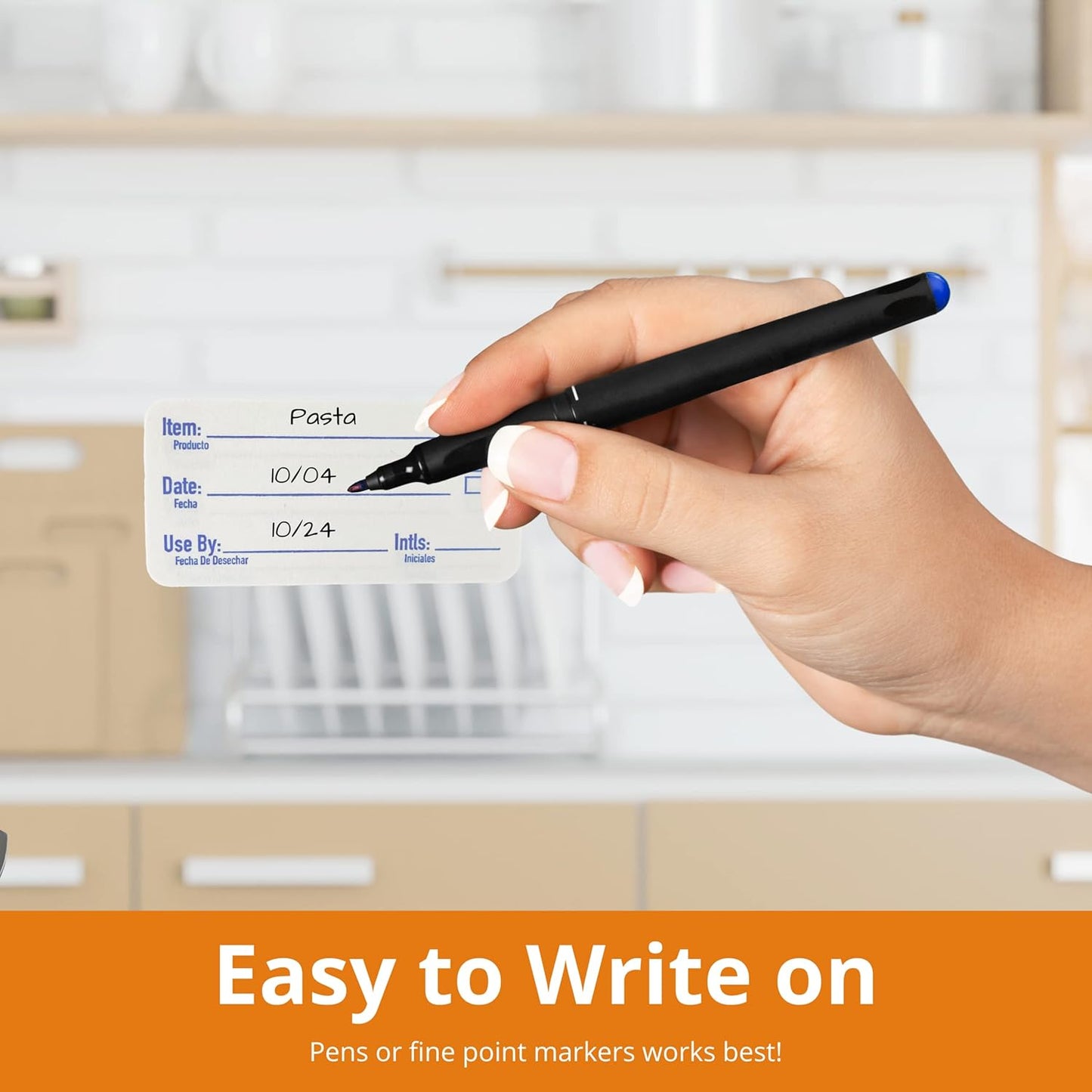 2x1 Dissolvable Food Labels, 1000 Label Stickers, Bottle Labels for Storage Bins, Sticker Labels for Food containers, (1000, Blue)