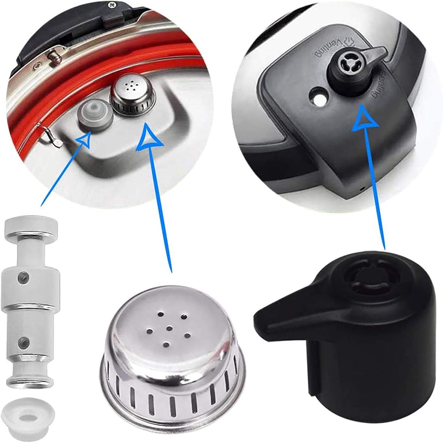 Steam Release Handle, Original Float Valve Replacement Parts with 3 Silicone Caps for Instant Pot Duo/Duo Plus 3, 5, 6 Quart, Duo Mini 3 Qt, Duo50 5 Qt, Duo/Duo plus 60 6 Qt by ZYLONE