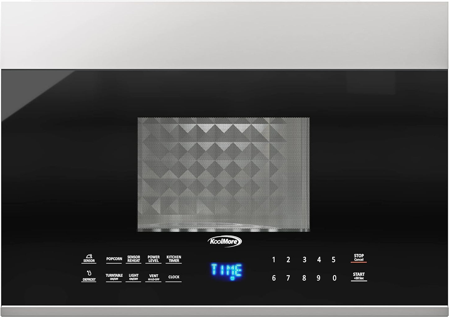 KoolMore KM-MOT-OP1SS 24 inch Over The Range Stainless Steel Microwave, 300 CFM Vent Hood Function cu.ft, 24 in/1.3 Cu. Ft, Black
