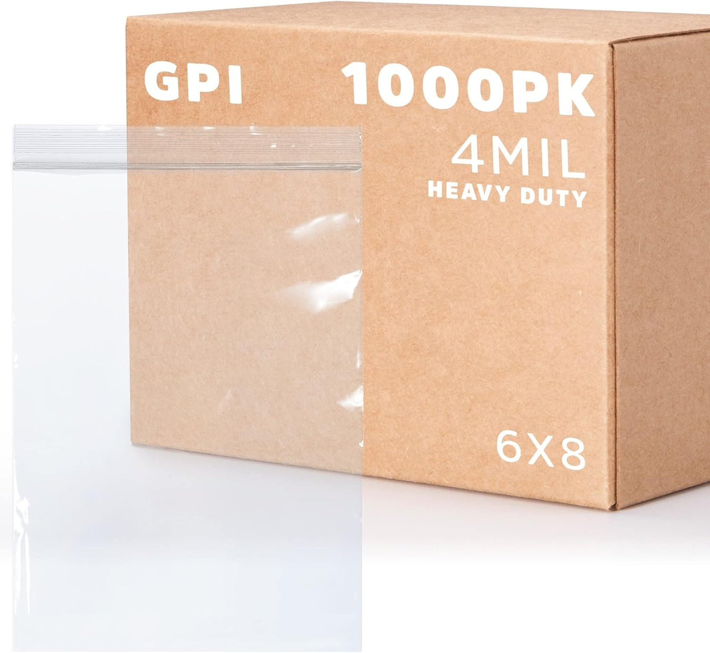 CLEAR PLASTIC RECLOSABLE ZIP BAGS - Bulk GPI Case Of 1000 6" x 8" 4mil Thick Heavy Duty, Strong & Durable Poly Baggies With Resealable Zipper Lock For Travel, Storage, Packaging & Shipping.
