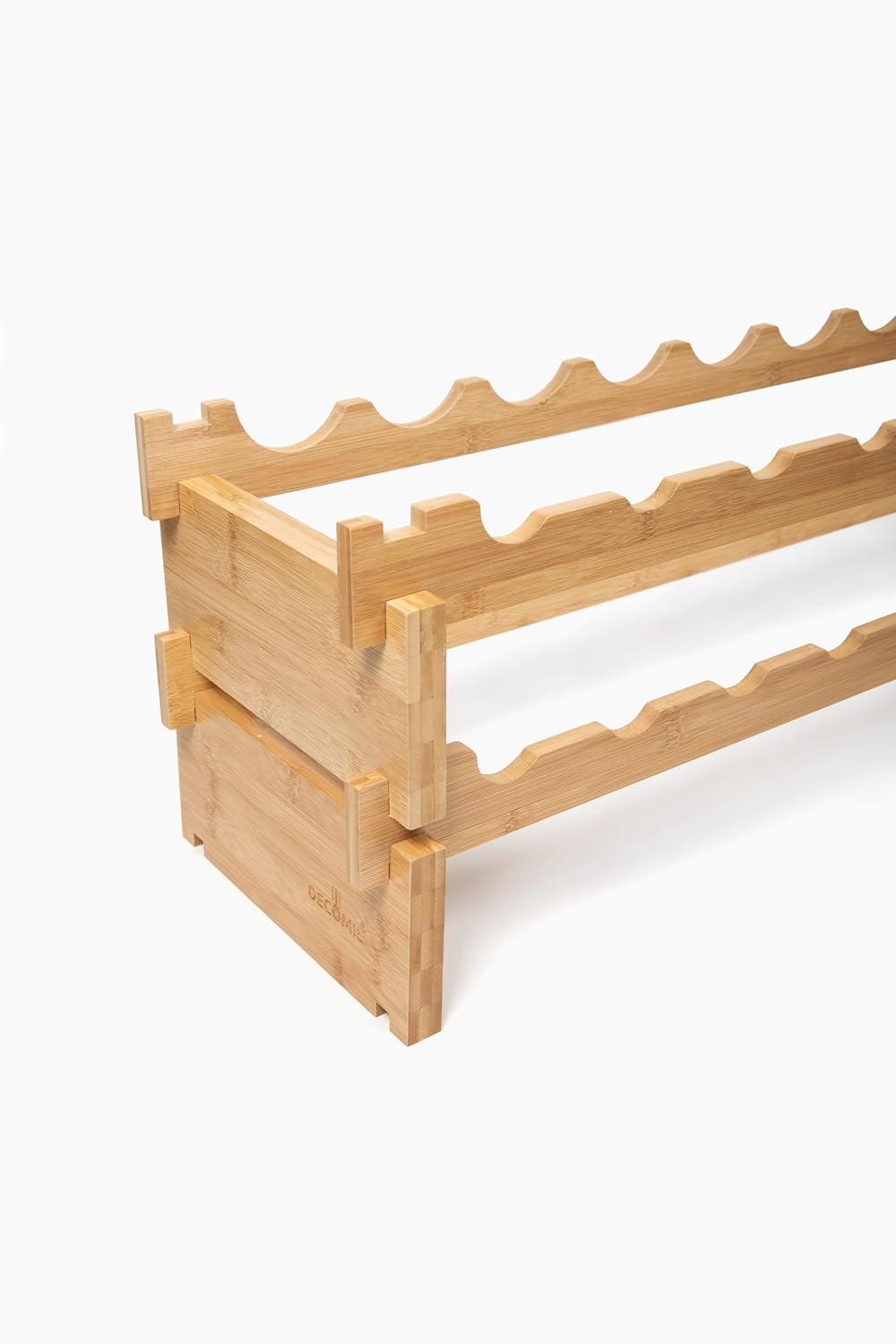 Stackable Bamboo Wine Rack for 72 Bottle, 8-Tier and Sturdy, Free Standing, Modular Wine Storage, Wine Bottle Storage for Cellar, Kitchen and Dining Room (18 Bottle)