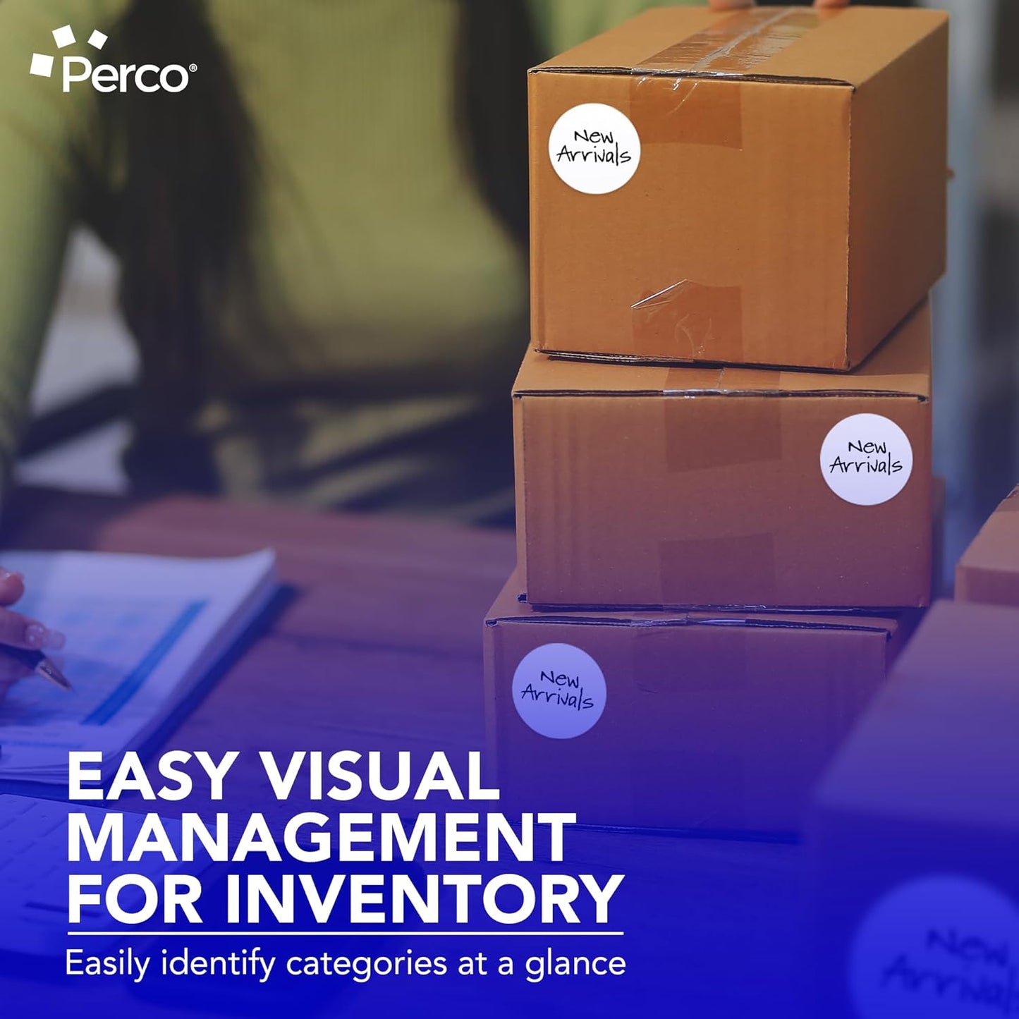 Perco White 3-Inch Round Circle Dot Sticker Labels with Easy Peel Perforation - 500 Labels per Roll - Strong Adhesion, Vibrant Colors for Organizing, Crafting & More - Made in USA