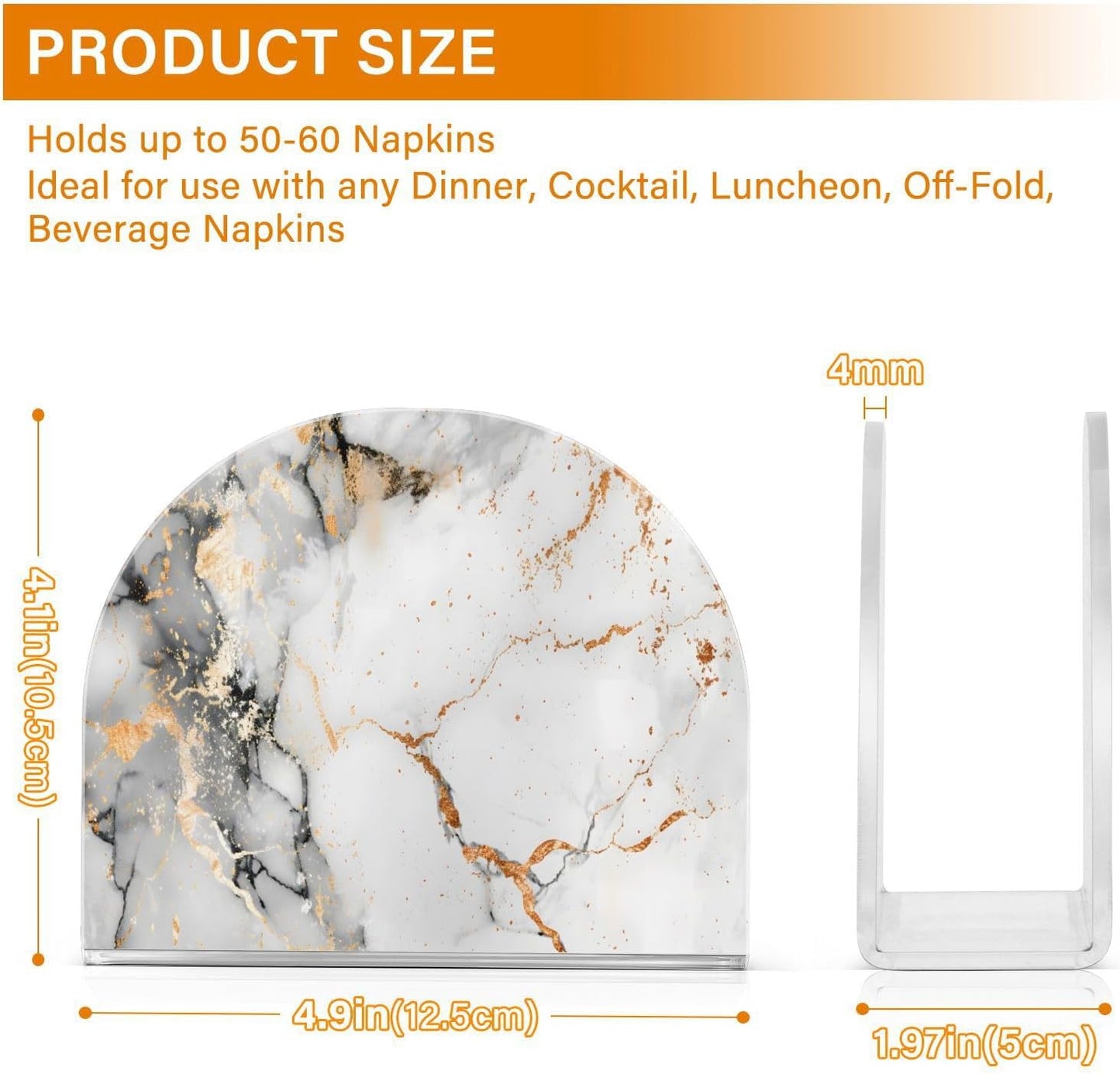 Marble Napkin Holder for Table Paper Napkins Holder Acrylic Tissue Dispenser Kitchen Dining Room Bathroom Party Car Decor