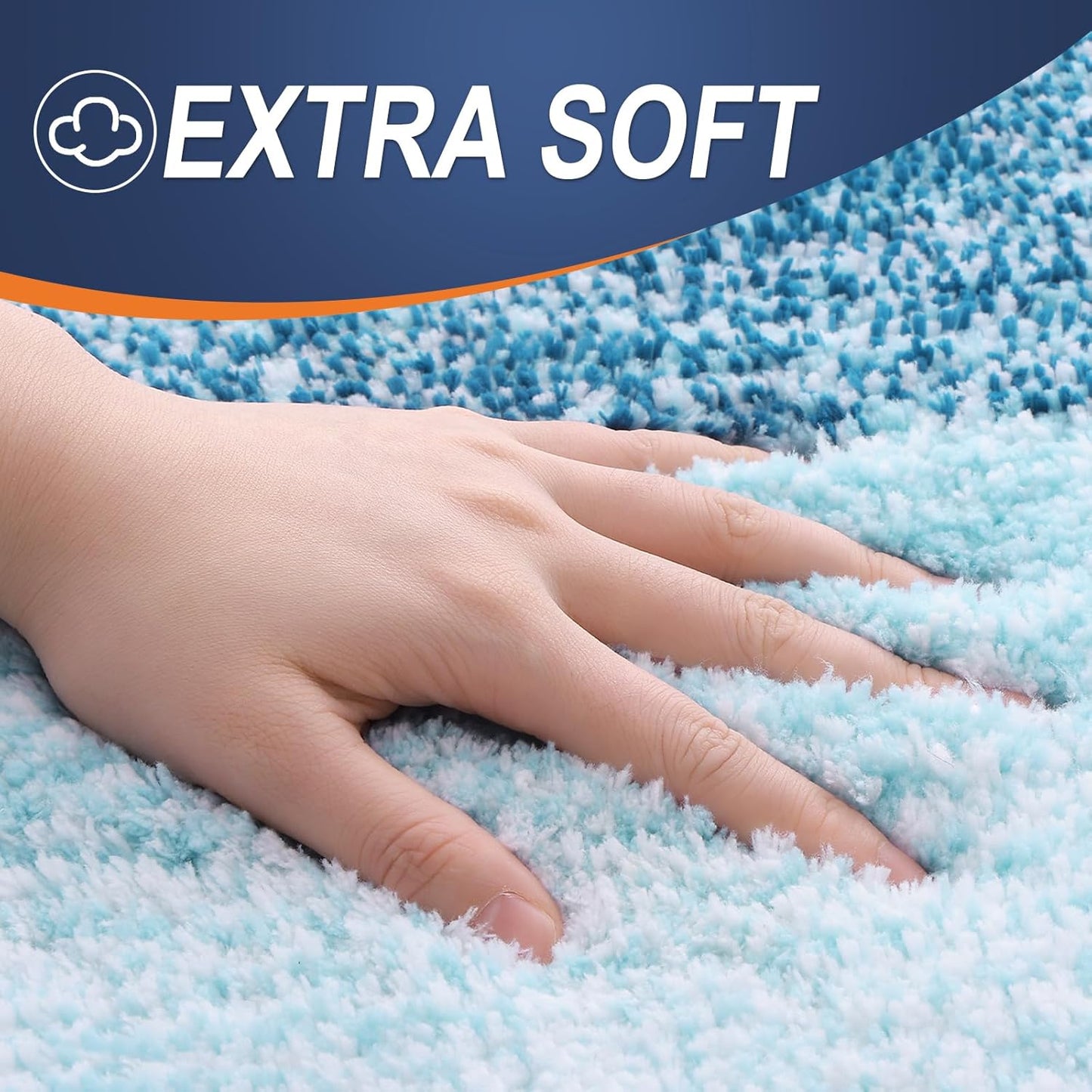 OLANLY Luxury Toilet Rugs U-Shaped 24x20, Extra Soft and Absorbent Microfiber Bathroom Rugs, Non-Slip Plush Shaggy Bath Mat, Machine Wash Dry, Contour Bathroom Mats for Toilet Base, Peacock Blue