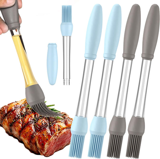 4Pack Basting Brush for Cooking,Heat Resistant Silicone Pastry Brushes,Spread Oil Sauce Butter Food Brush for Cooking/BBQ/Baking,Grilling Tool Kitchen Gadget Home Outdoor Use