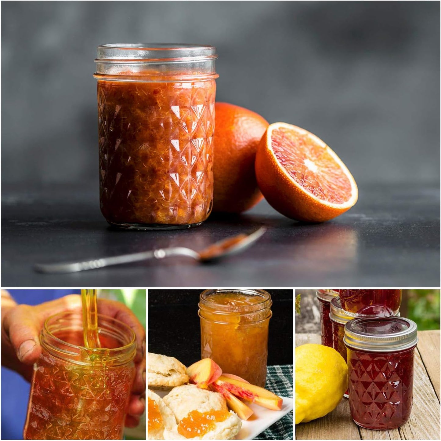 Mason Jars 8 oz, 24 Pack Canning Jars 8 oz Half Pint Glass jars with Regular Lids and Bands, Small Mason Jars with Lids Ideal for Jelly Jam Honey Wedding Favors Shower Favors Food