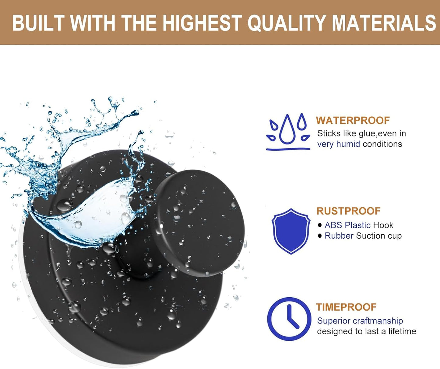 ZESLMG Suction Cup Hooks for Shower Wall, Door Wreaths, Removable Inside Shower Towel Hooks for Bathroom Window Glass Kitchen- Bath Robe Loofah Suction Hooks for Hanging More Surfaces (Black, 2 Pack)