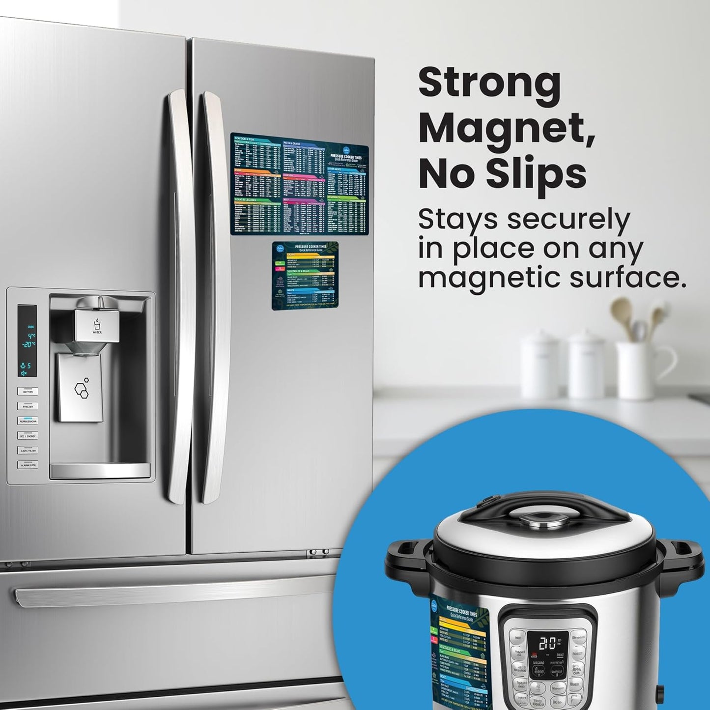 Instant Pot Cooking Times Chart - Pressure Cooker Accessories Cook Times - Easy to Use & Clean Strong Magnet As Seen on The Today Show - Instant Pot Cheat Sheet Magnet Set Quick Guide (Black)