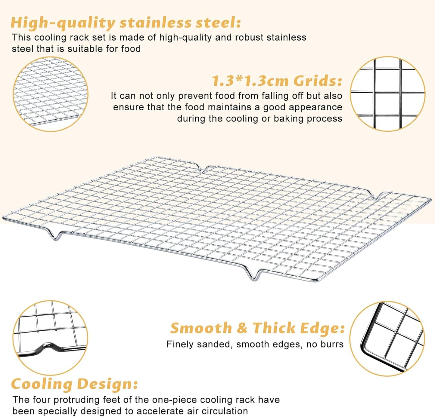 Baking Sheet with Cooling Racks - Carbon Steel Cookie Sheets for Baking [2 Sheets + 2 Racks], Nonstick Baking Pans, Perfect for Baking, Roasting, and More, Size 17 x 11 x 0.5 Inches