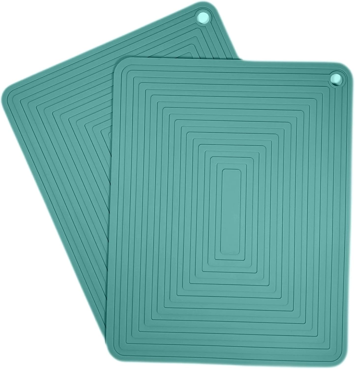 Silicone Trivets Mats Set for Hot Dishes, Pots and Pans - 9 X 12 Teal Hot Pads for Kitchen, Multi-Purpose Heat Resistant Mat Pot Holders 2 Pack