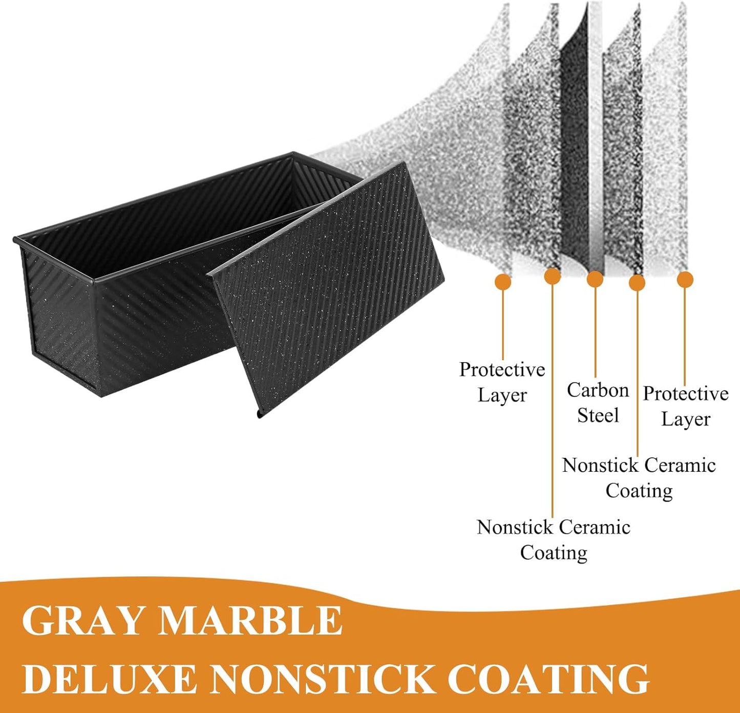 SS&CC Pullman Loaf Pan with Lid 13x4 | 2.2lb Carbon Steel Bread Pan for Homemade Sourdough & Sandwich Bread | Nonstick Bakeware, Heavy Duty & Easy Clean (Black, 2.2lb)