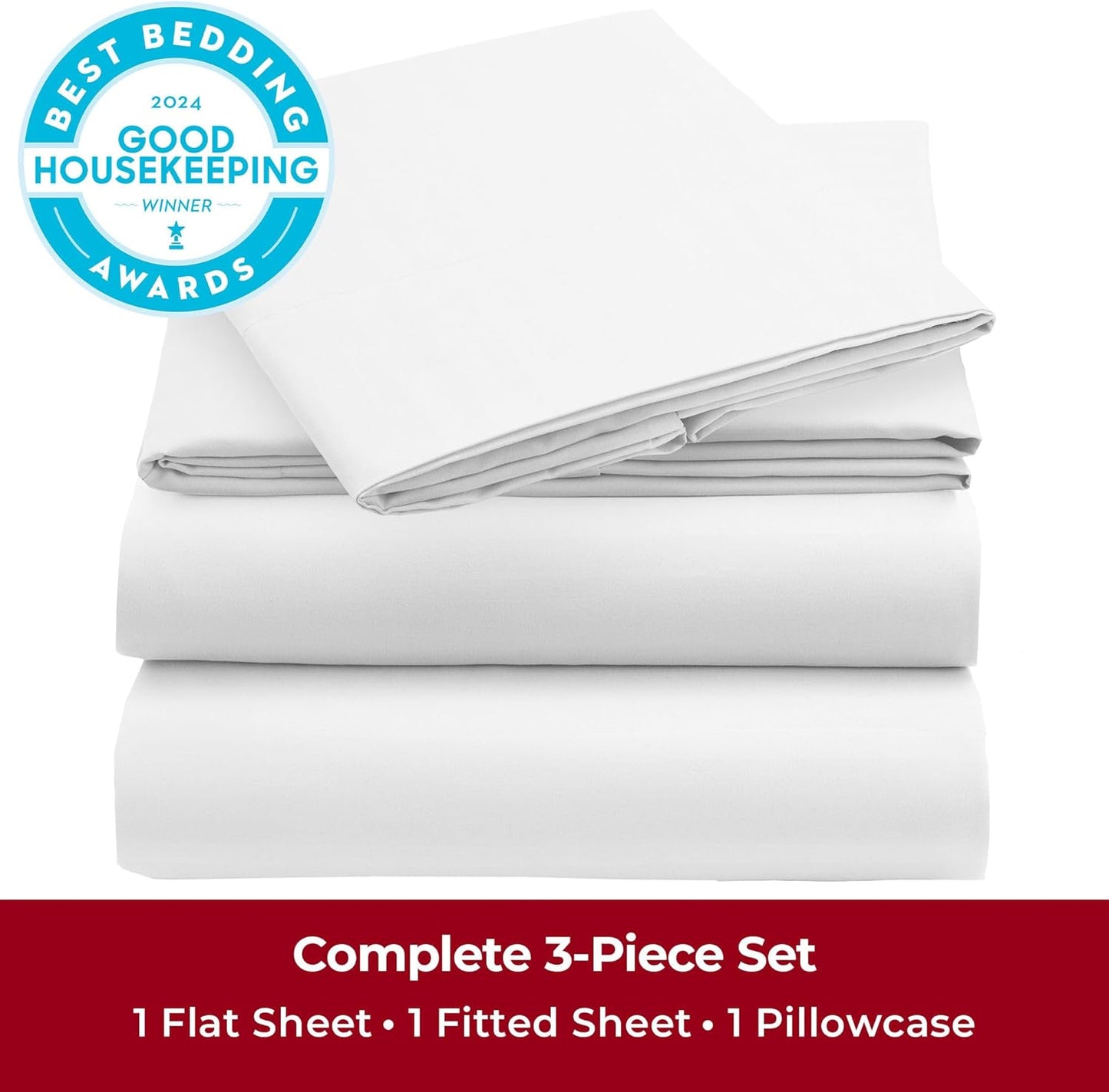 Mellanni Twin XL Sheets Set - 3 PC Iconic Collection Bedding - Hotel Luxury, Extra Soft, Cooling Bed Sheets - Wrinkle, Fade, Stain Resistant (Twin Extra Long, Striped White)