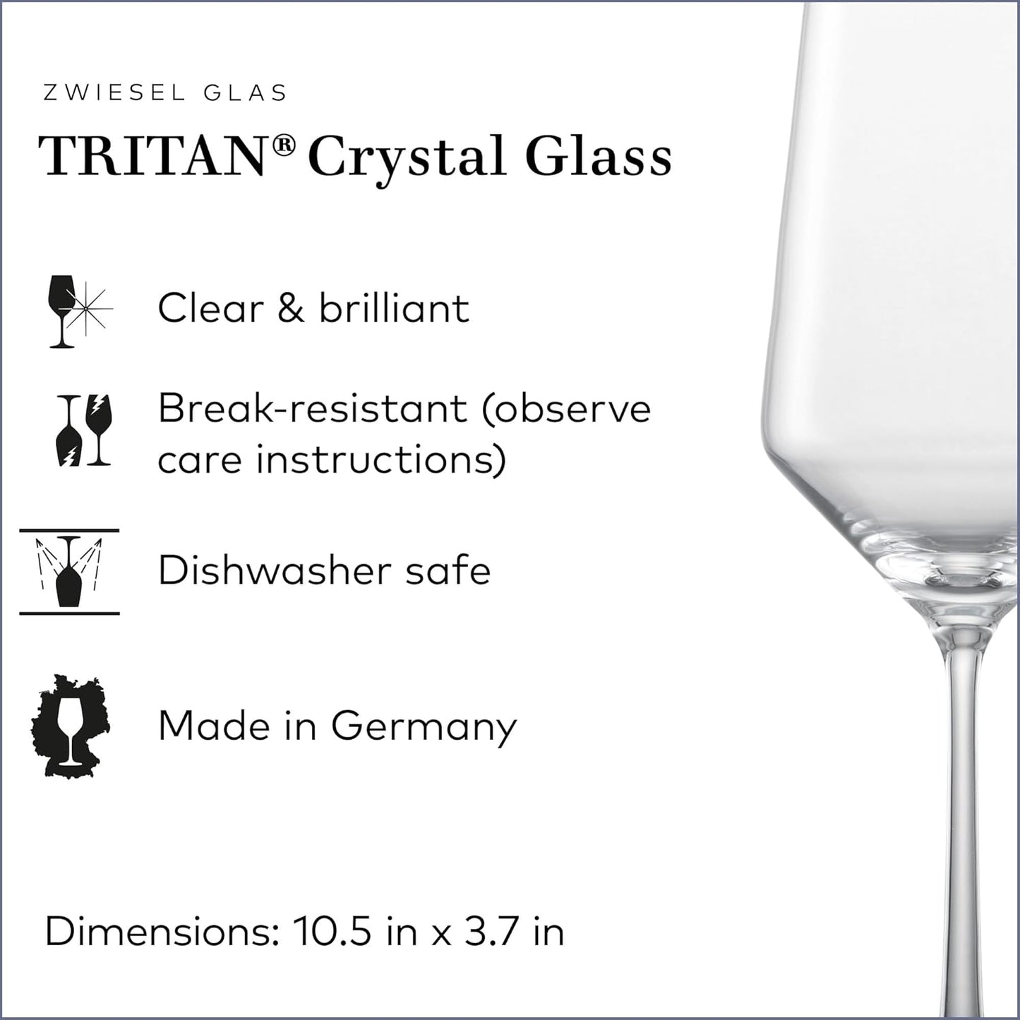 ZWIESEL GLAS Pure Bordeaux Red Wine Glass (Set of 2), Bordeaux Glasses for Red Wine, Dishwasher-Safe Tritan Crystal Glasses, Made in Germany (23 Ounce)