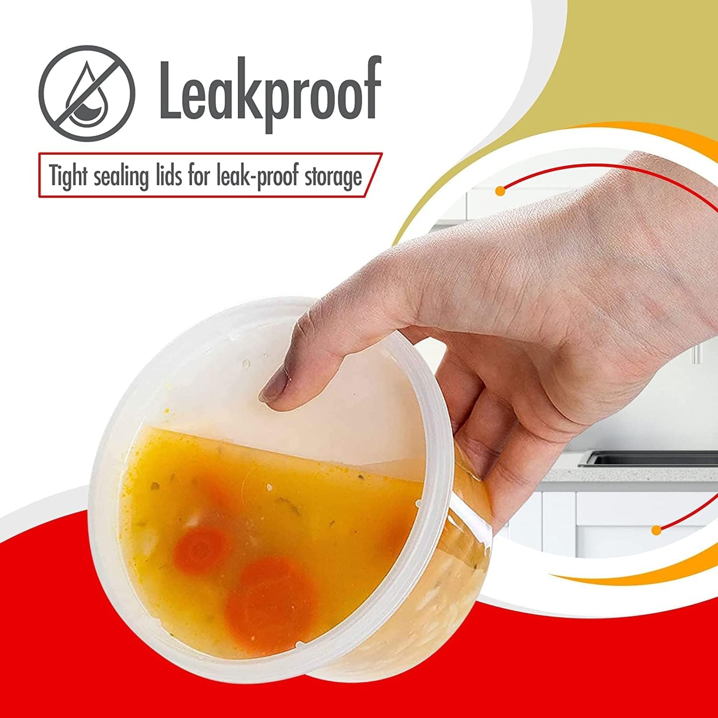 Deli Containers with Lids Leakproof - 240 Pack BPA-Free Plastic Microwaveable Clear Food Storage Container Premium Heavy-Duty Quality, Freezer & Dishwasher Safe (16oz 240 Sets)