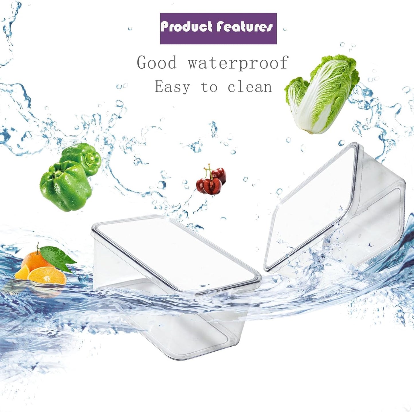 Clear Storage Bins With Lids,4 Packs Food Storage Organizer,Stackable Kitchen Cabinet,Bathroom Basket,Fridge Organization.Pantry Transparent Containers For Fruits,Drinks