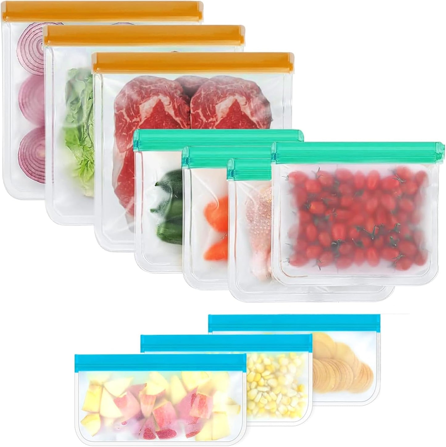 10 Pack Reusable Silicone Bags Dishwasher Safe, BPA Free Reusable Food Storage Bags for Candy, Snack, Cereal, Travel Items, Home Organization