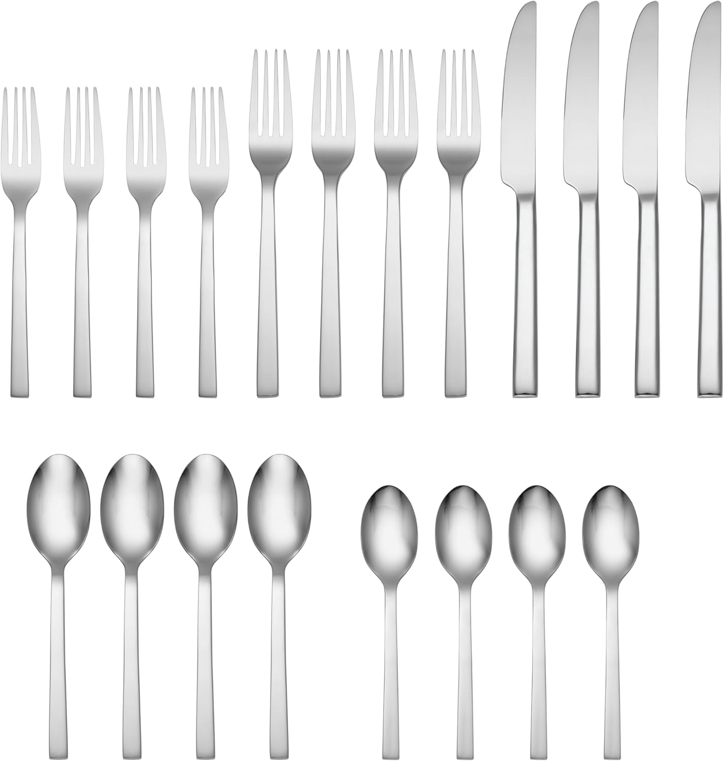 Oneida Chef's Table 20 Piece Everyday Flatware, Service for 4, 18/0 Stainless Steel, Silverware Set