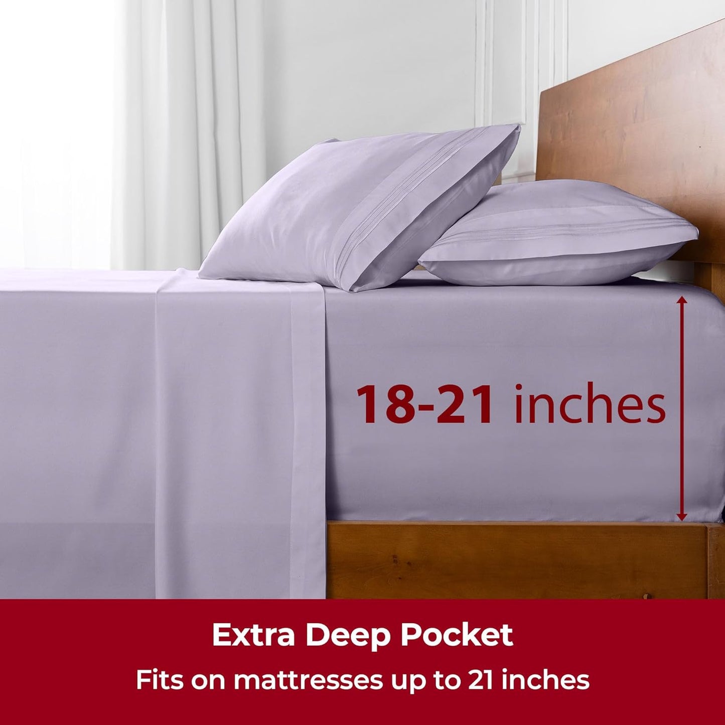 Mellanni Extra Deep Twin XL Sheets - 3 PC Iconic Collection Bedding - Hotel Luxury, Ultra Soft, Cooling Bed Sheets - Wrinkle, Fade, Stain Resistant (Twin Extra Long, Lavender)