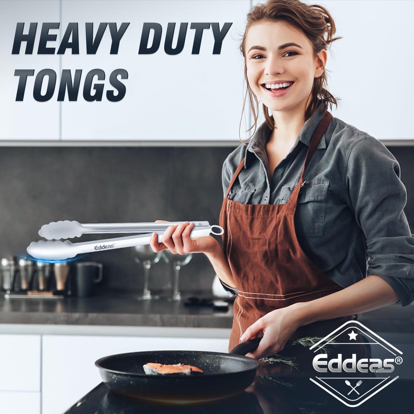 All Metal Tongs For Cooking - Heat Resistant 600 Degrees Stainless Steel Kitchen Tongs, Set of 2-9" & 12 inch, Locking Tongs, For Food,Salad, BBQ, Grilling, Dishwasher safe