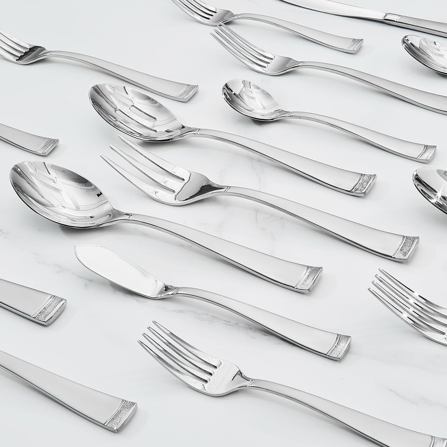 KINGSTONE Silverware Set, 60-Piece Flatware Set for 12, 18/10 Stainless Steel Cutlery Set with Bead Edge, Utensil for Kitchen, Home, Party, Wedding, Mirror Polished, Dishwasher Safe, Featured Gifts