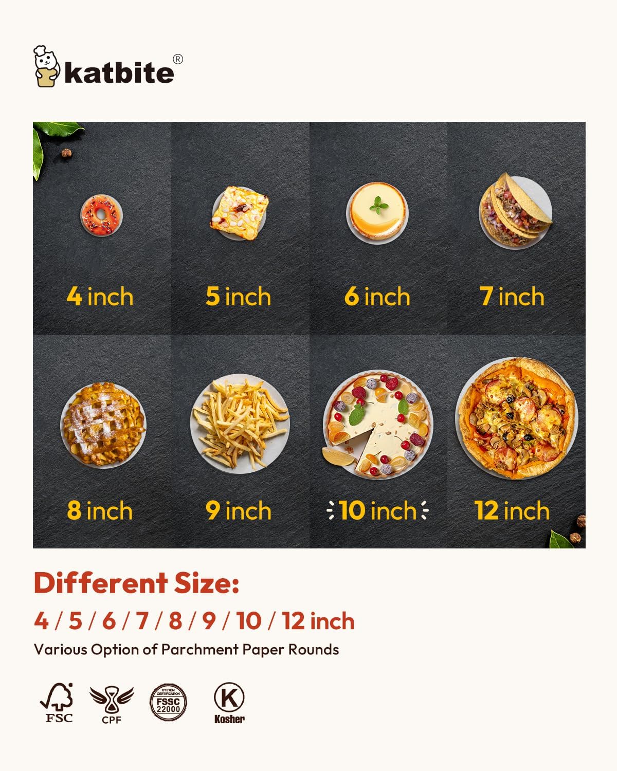 Katbite Heavy Duty Parchment Rounds 10 Inch, 200Pcs Round Parchment Paper Rounds, Use for Cake Baking, Air Fryer Liners, Separating Frozen Patty, Toaster Oven, Tortilla Press