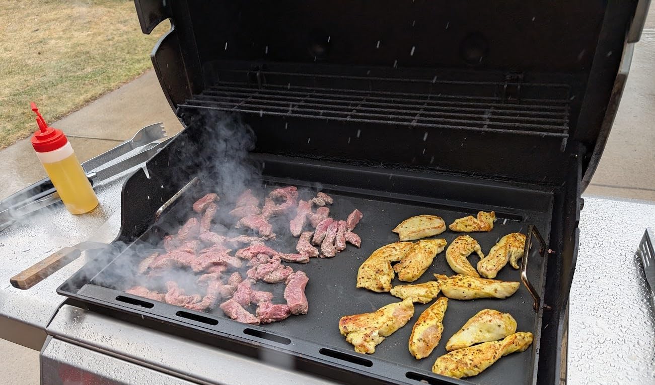 Full Size Griddle with Handles for Kitchen Aid 740-0781 720-0856, Flat Top Grill Insert Replacement for KitchenAid 730-0336D 720-0856V Nexgrill 720-0856 740-0781, Carbon Steel, Non-stick