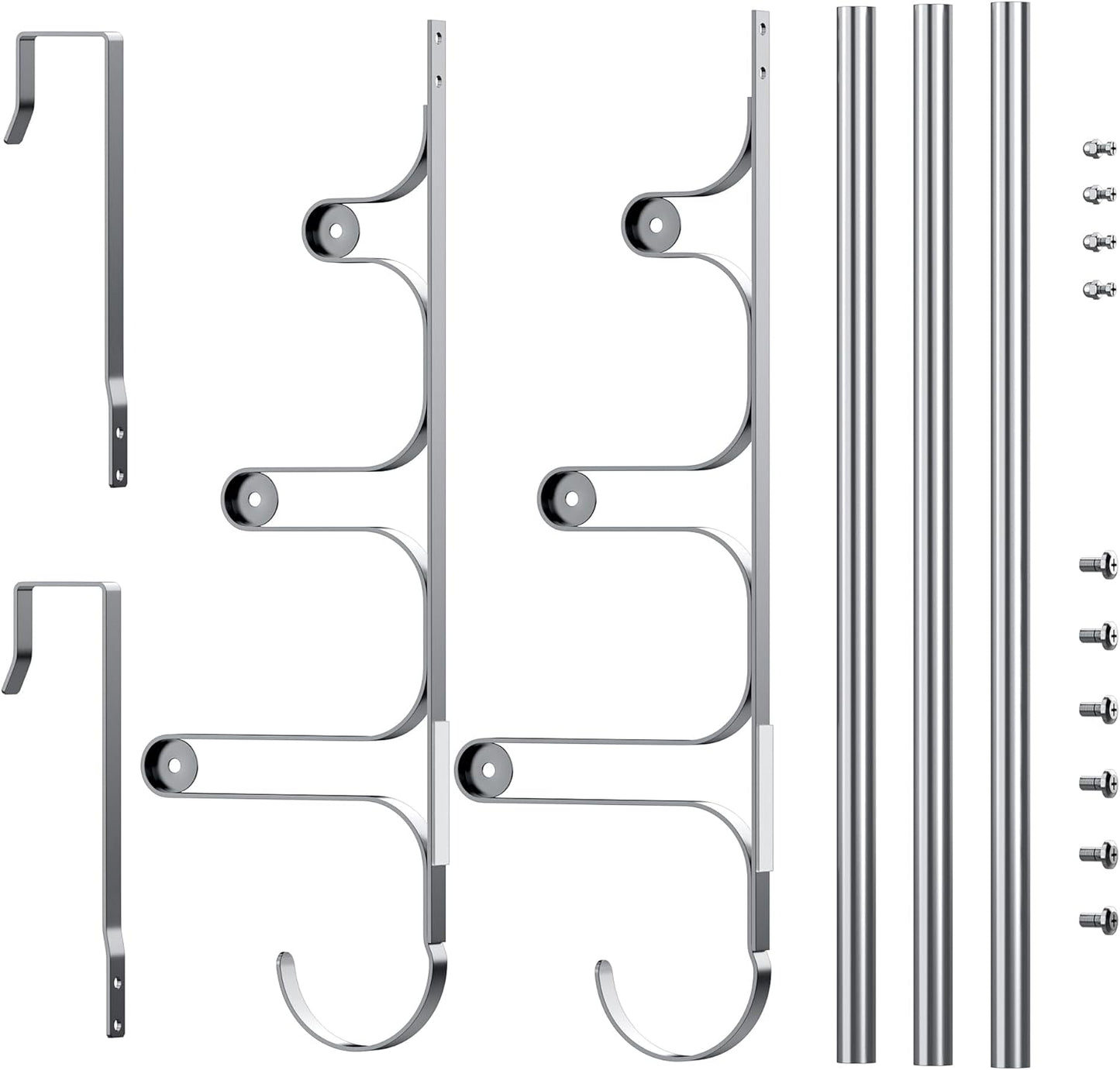 Over The Door Towel Rack, Over Door Towel Rack for Bathroom Door, Triple Towel Storage Holder with Hooks (Silver Gray, 17.32" L)