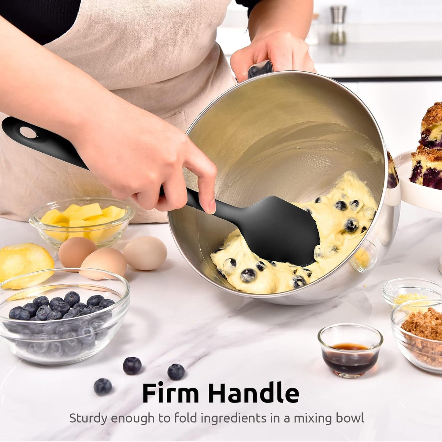 14in Extra Large Silicone Spatula: U-Taste 600ºF Heat Resistant Flexible Silicon Mixing Stirring Cooking Scraping Baking Bowl Scraper Seamless Spreader for Kitchen Nonstick Cookware (Black)