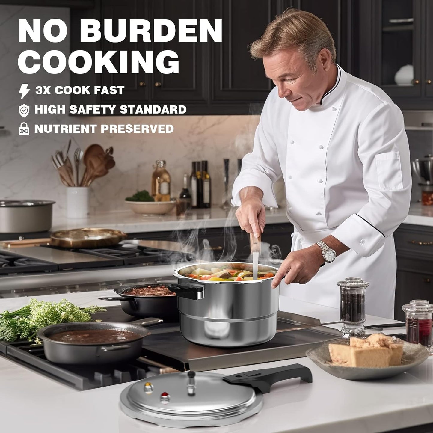 WantJoin 6Qt Aluminum Pressure Cooker w/Release Valve & Multiple Protective Devices,Pressure Canner Compatible with Gas & Induction Cooker,Canner Rack Included