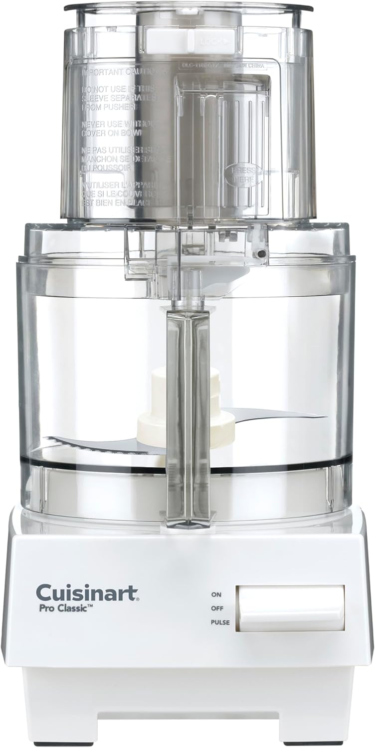 Cuisinart 7-Cup Pro Classic Food Processor, 600-Watt Motor, Vegetable Chopper & Blender for Mincing, Dicing, Shredding, Puree & Kneading Dough, DLC-10SYP1, White