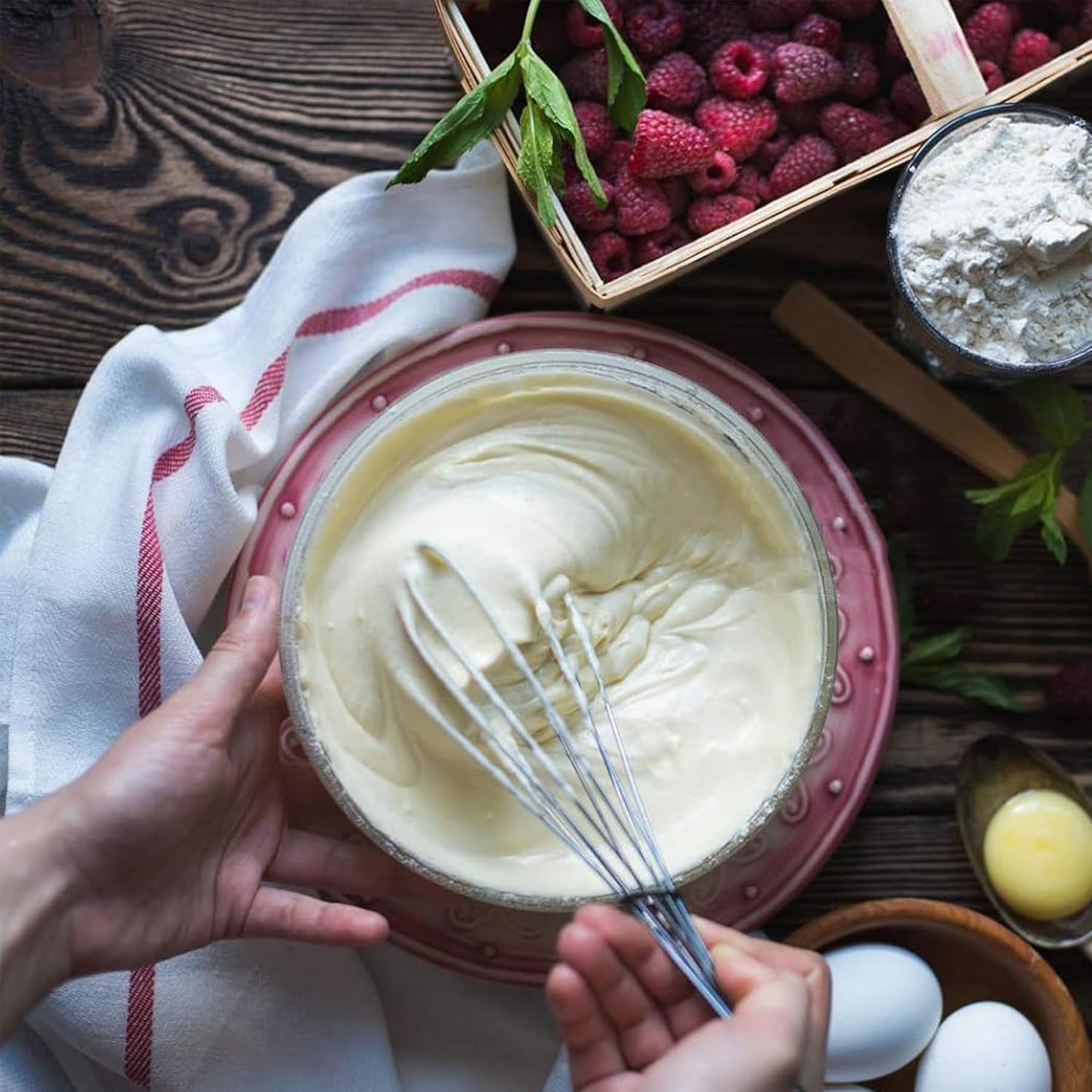 Mini Whisk 2-Pack - 8 & 10 Inch 304 Stainless-Steel Wire Whisks for Cooking, Baking, Eggs & Sauces (Heavy-Duty Ergonomic Spiral Handle, Silver)