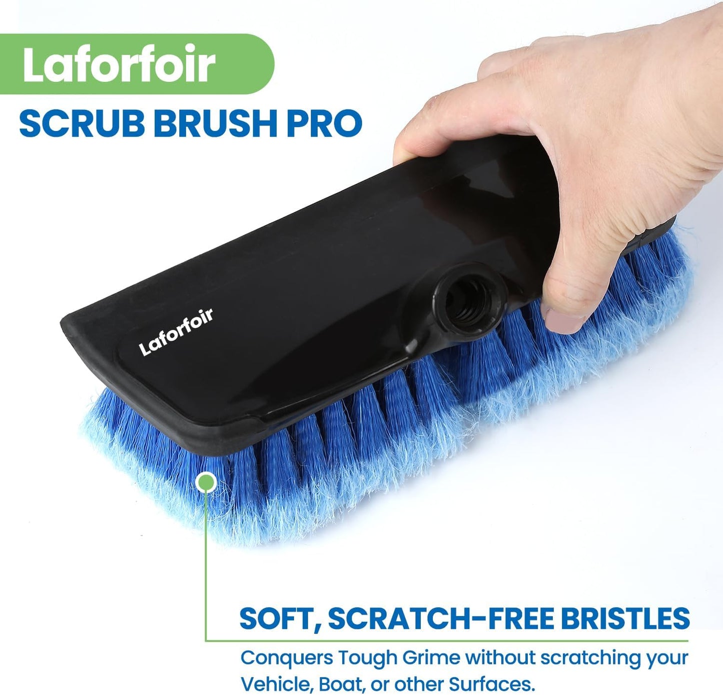 2-in-1 Water-accessible Soft-Bristle Brush | Lightweight Extension Pole Handle | Soft Bristles wash Car, RV, Boat, Solar Panel, Deck | Shower Brush for Cleaning | Floor Brush(Brush only, no Pole)