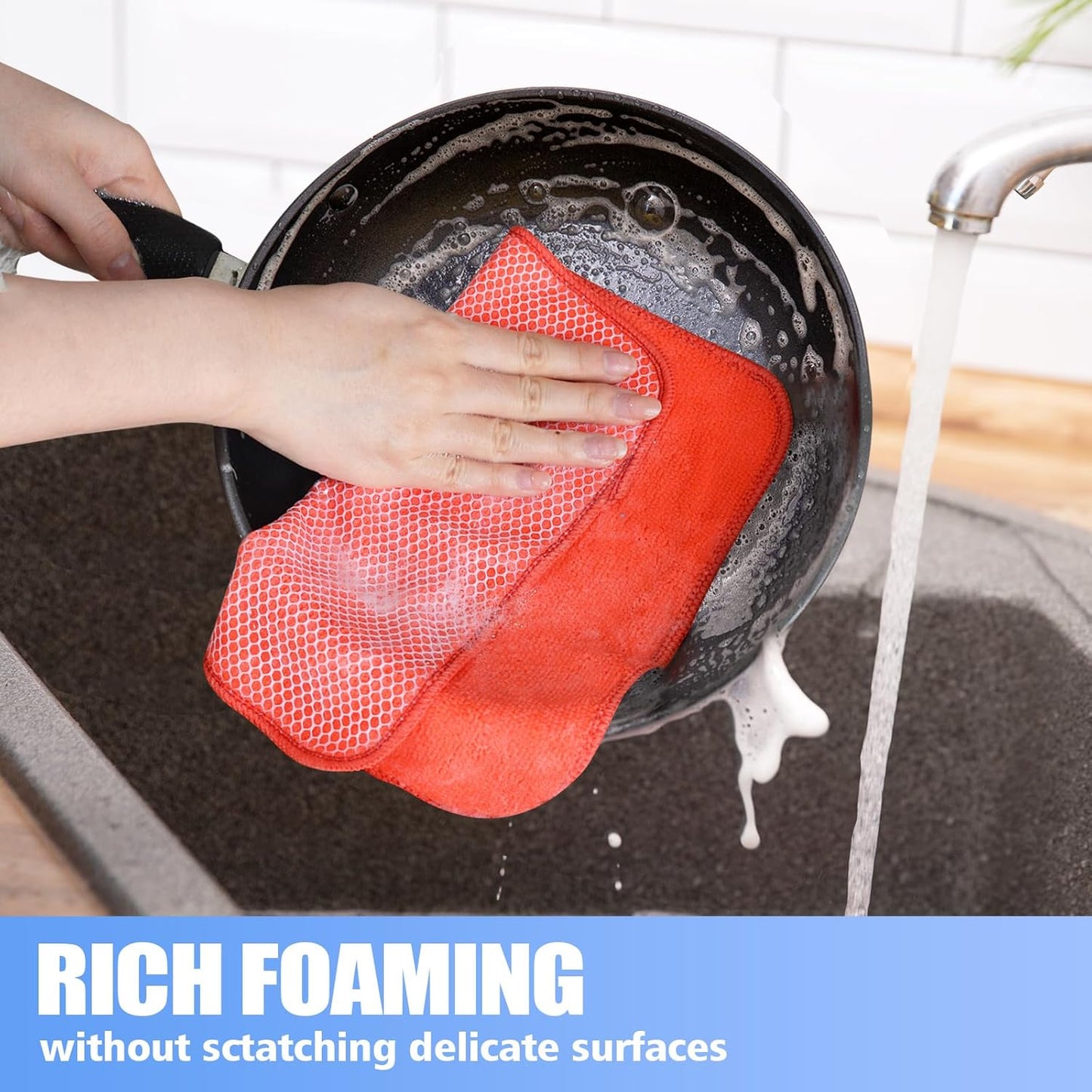 KinHwa Kitchen Washcloths for Dishes Absorbent Microfiber Dish Cloths Quick Dry Dish Rags with Poly Scour Scrub Side Ideal for Kitchen Cleaning (Mixing Colors #1, 12inchx12inch 9 Pack)