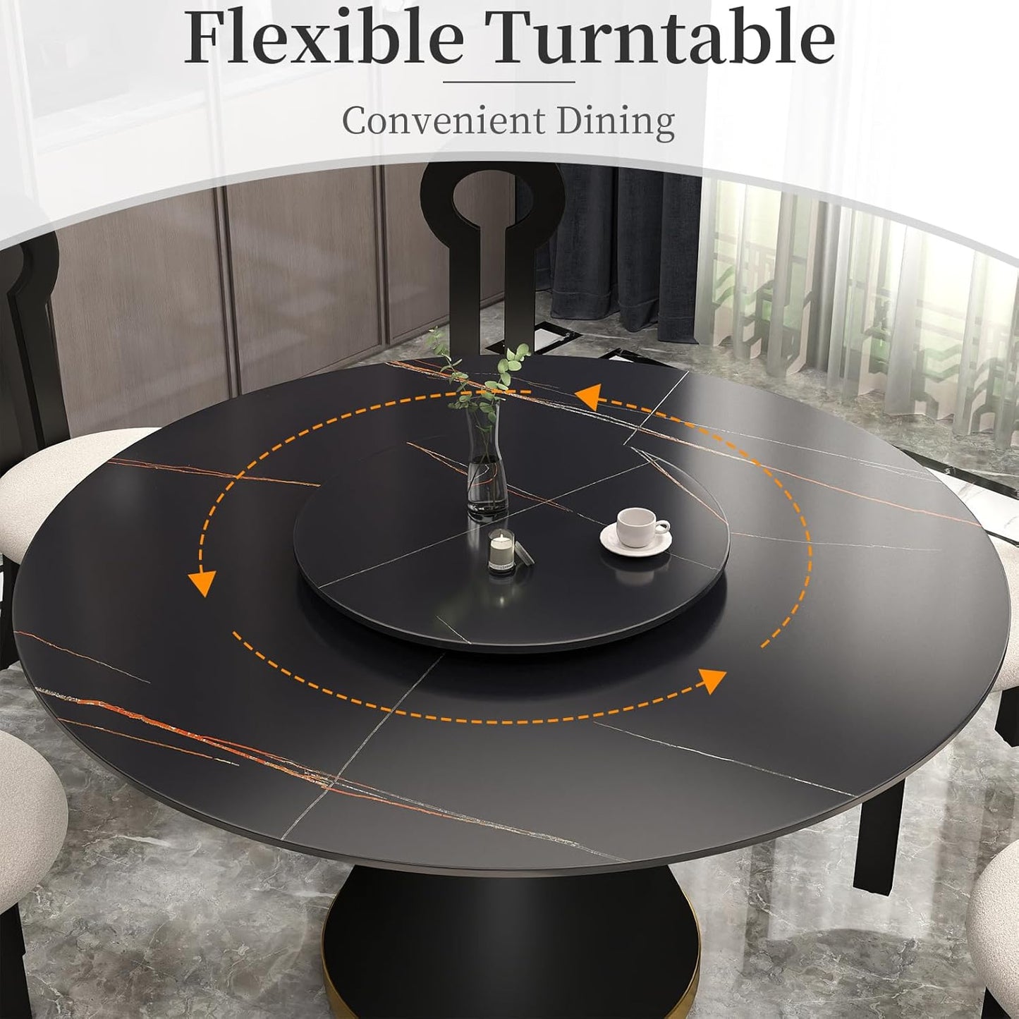 31.5" Lazy Susan for Table Top Sintered Stone Rotating Serving Tray for Dining Table, Kitchen Lazy Susan Organizer Spinning Rotating Food Server Party Centerpieces