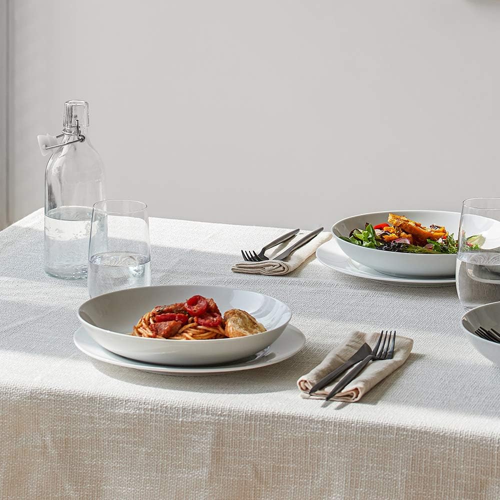 Y YHY 9" Pasta Bowls, 40oz Large Salad Bowls Set of 6, Wide Shallow Ceramic Bowls for Serving Soup, White Dinner Plates Set for Kitchen, Microwave Dishwasher Safe