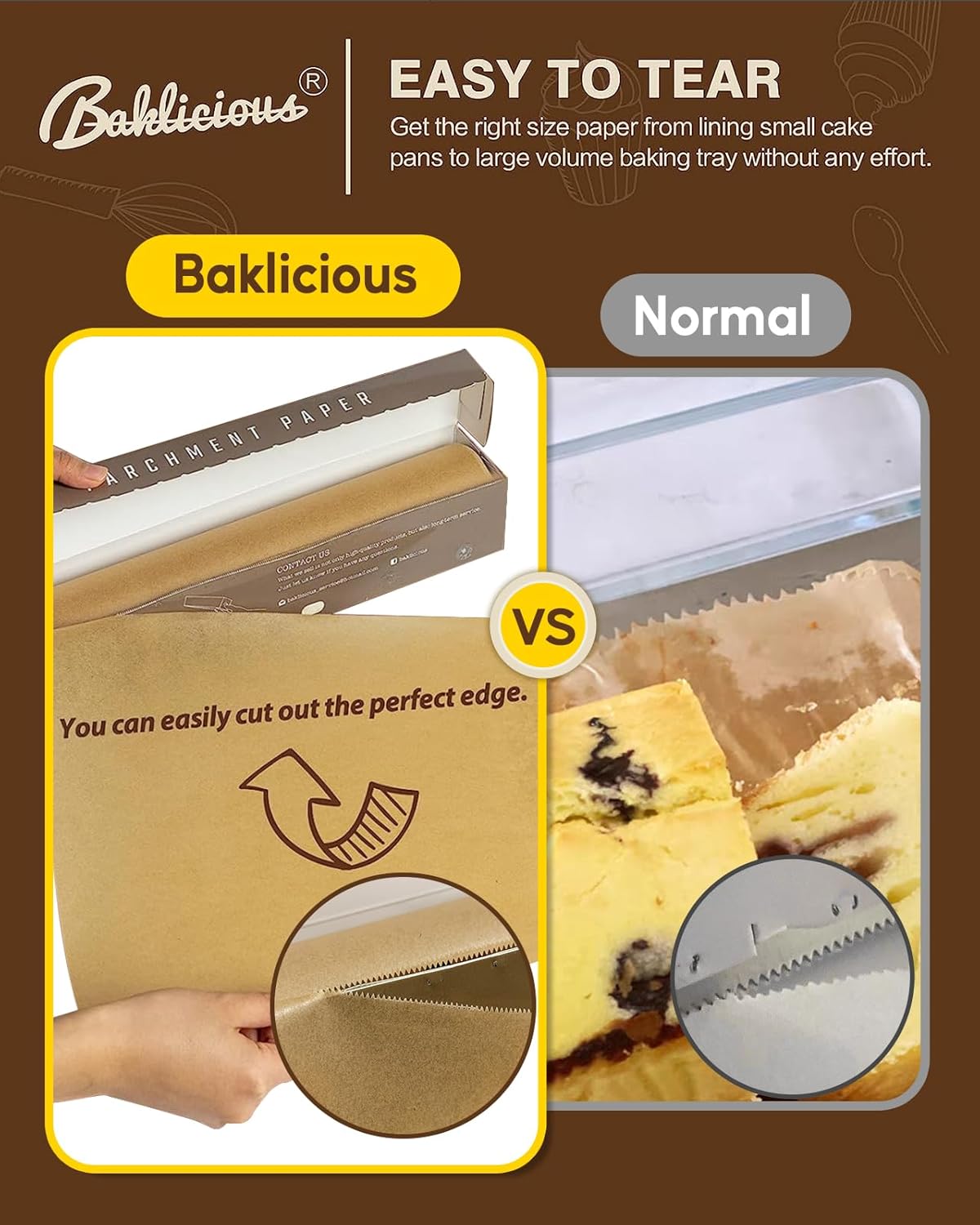 Unbleached Parchment Paper Roll for Baking, 13 in x 242 Ft, 249 Sq.Ft, Baklicious Non-stick Baking Parchment Paper for Baking, Cookies, Bread, Oven, Air Fryer, Steamer, Baking paper