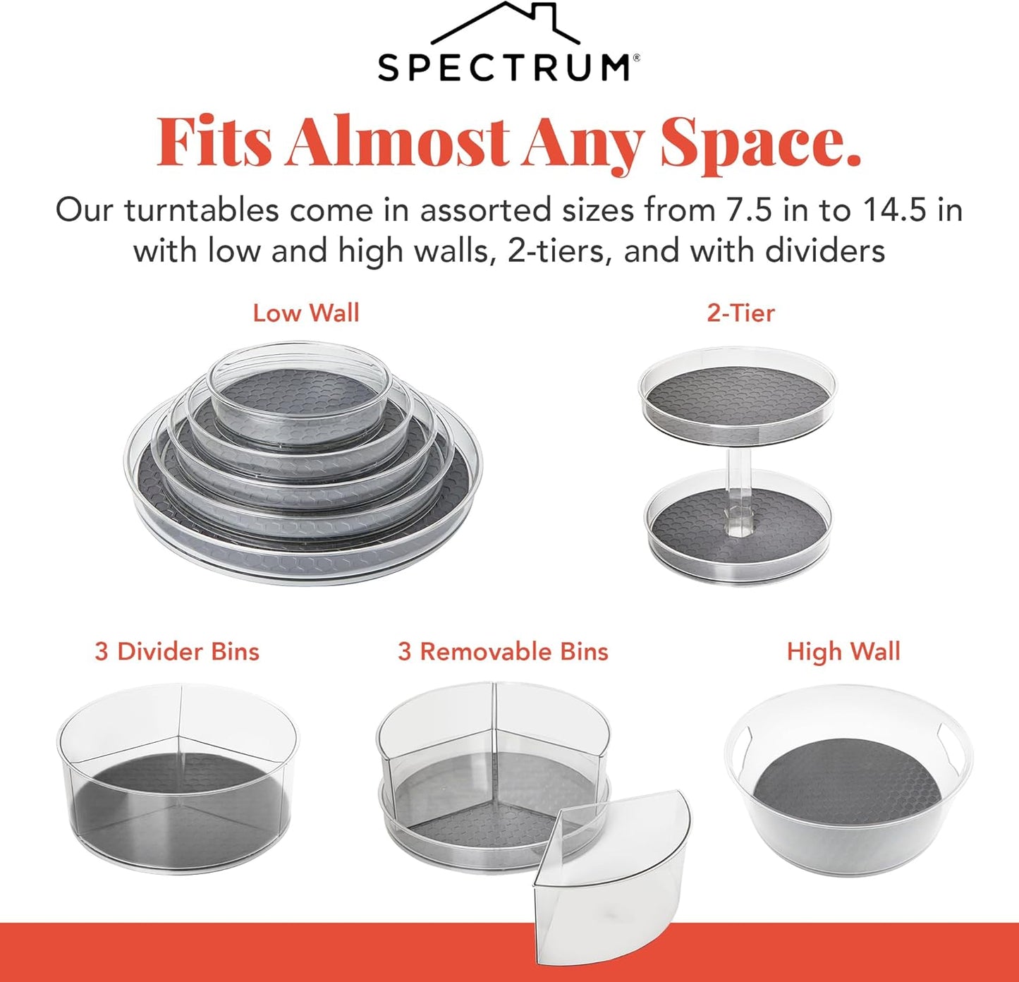 Spectrum Lazy Susan Organizer, Hexa Medium (1-Pack) - Lazy Susan Turntable for Cabinet, Refrigerator, Pantry, Table, & Shelf - Rotating & Spinning Pantry Organization - Spice Rack Storage for Fridge