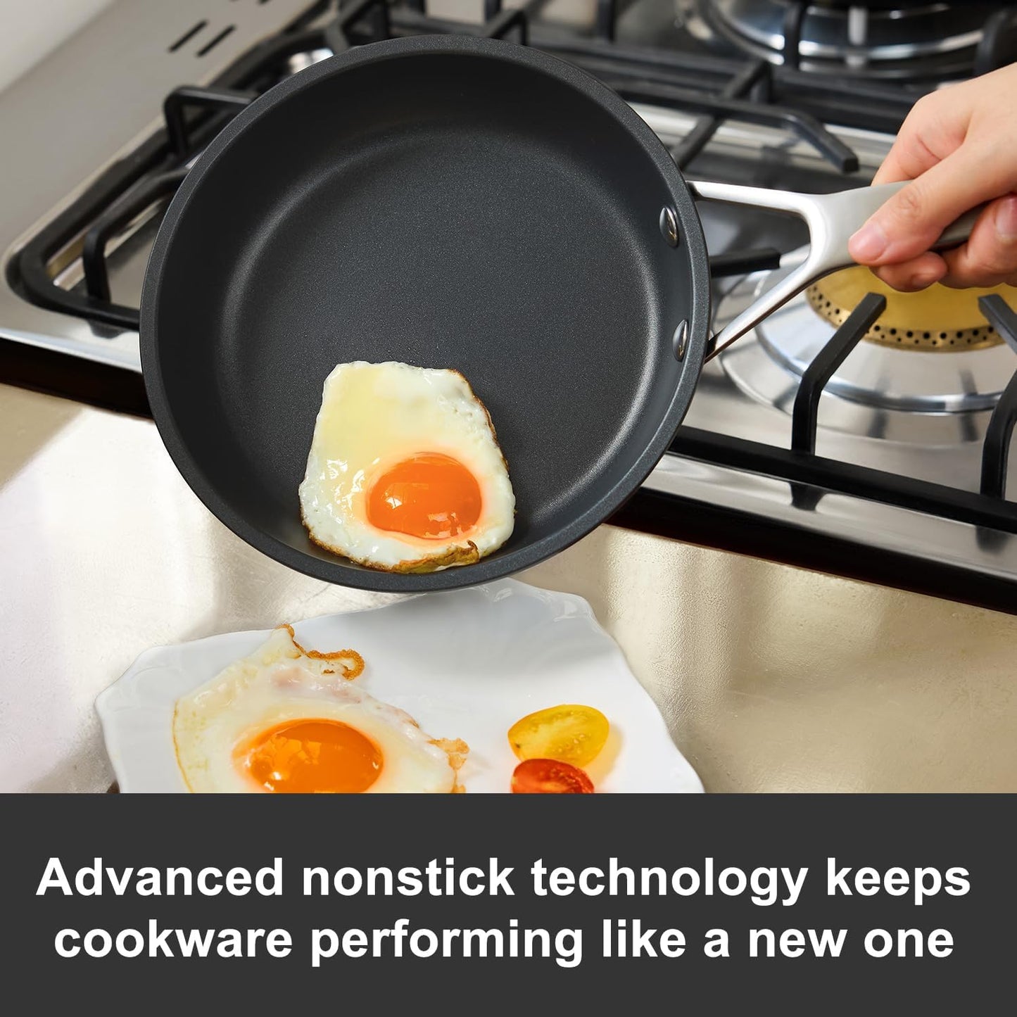 MsMk 7 inch Small Nonstick Frying Pan with Lid, Non stick Egg Omelet Skillet, PFAS & PFOA Free Non-Toxic, Induction Skillet, Oven Safe to 700°F Pan for Cooking, Dishwasher Safe