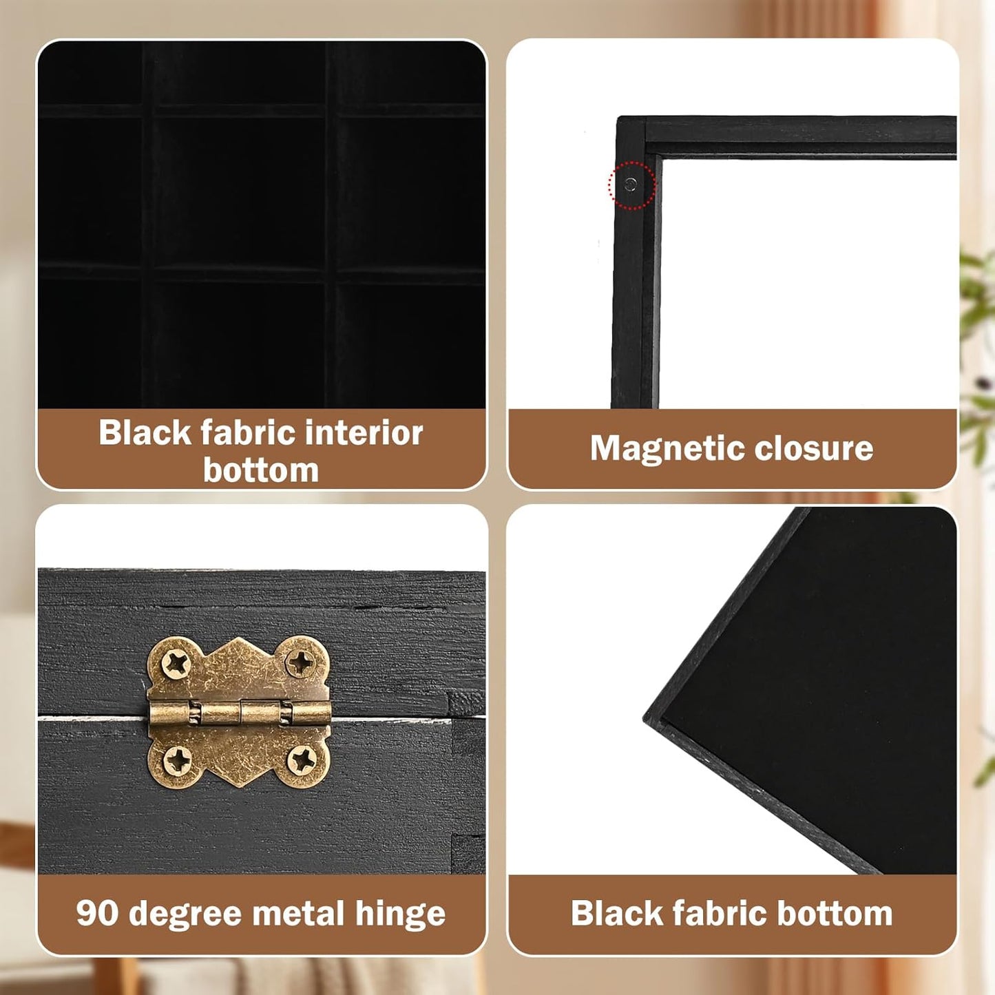 Wood Big Black Tea Bag Organizer Storage Box 12-Compartment Multi-Functional Box,Vintage Tea Case.