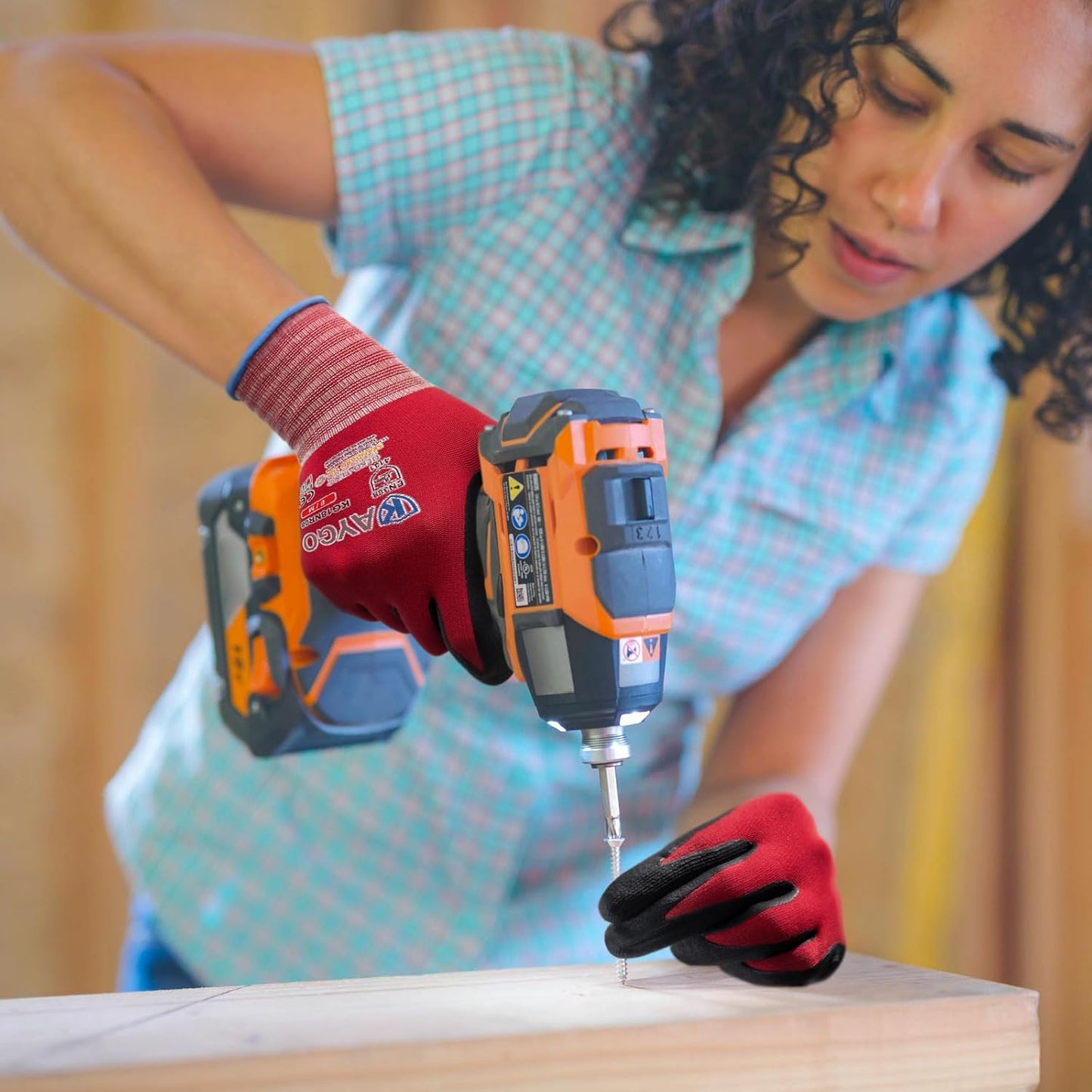 KAYGO Safety Work Gloves MicroFoam Nitrile Coated-3 Pairs, KG18NB,Seamless Knit Nylon Glove with Black Micro-Foam Nitrile Grip,Ideal for General Purpose,Automotive,Home Improvement,Red XX-Large