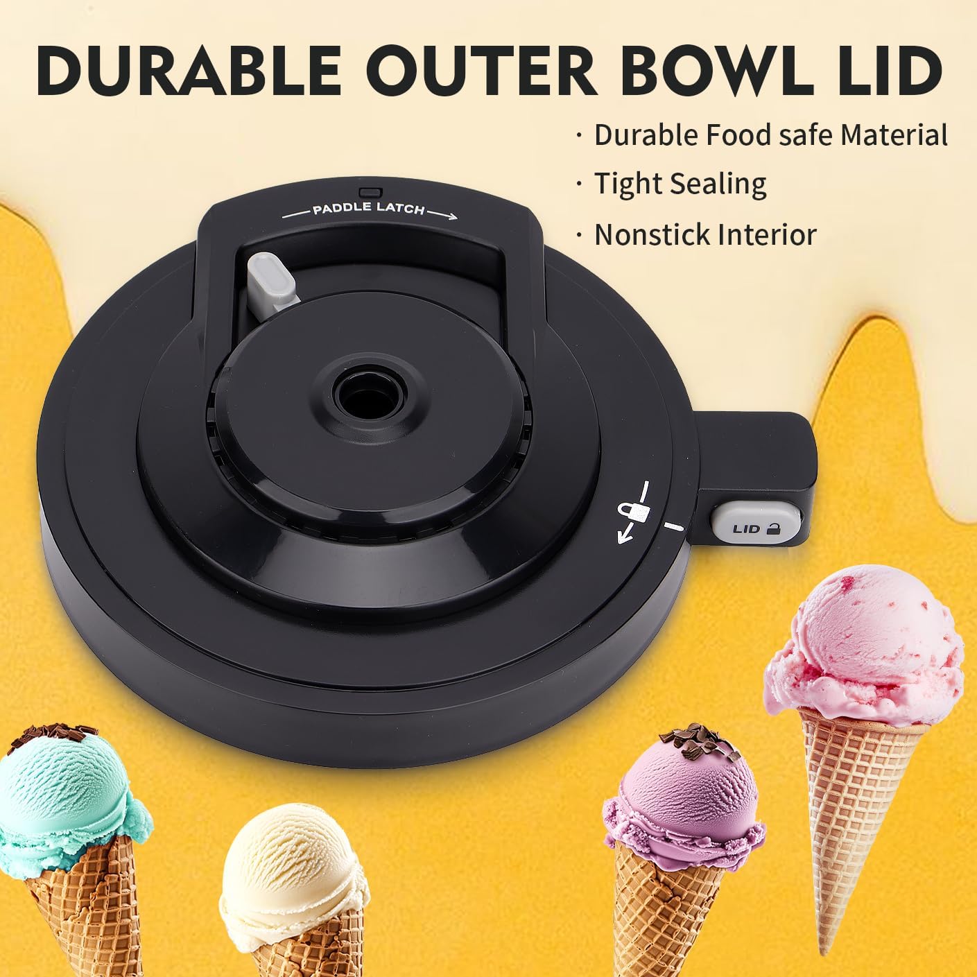 Outer Bowl Lid for Ninja NC501 Ice Cream Maker - Compatible with NC500/NC501/Series(NO Paddle) Ninja Creami Replacement Parts