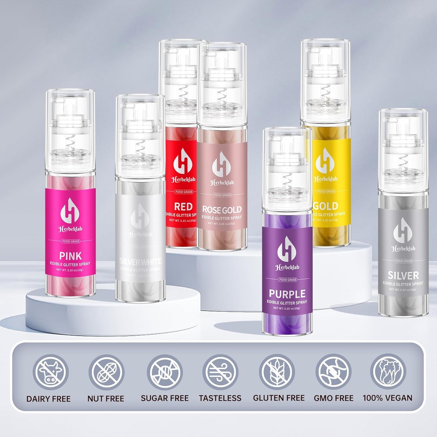 White Edible Glitter Spray - 10g Edible Silver White Cake Glitter Food Grade Silver White Spray Glitter for Chocolate Cocktails Strawberry