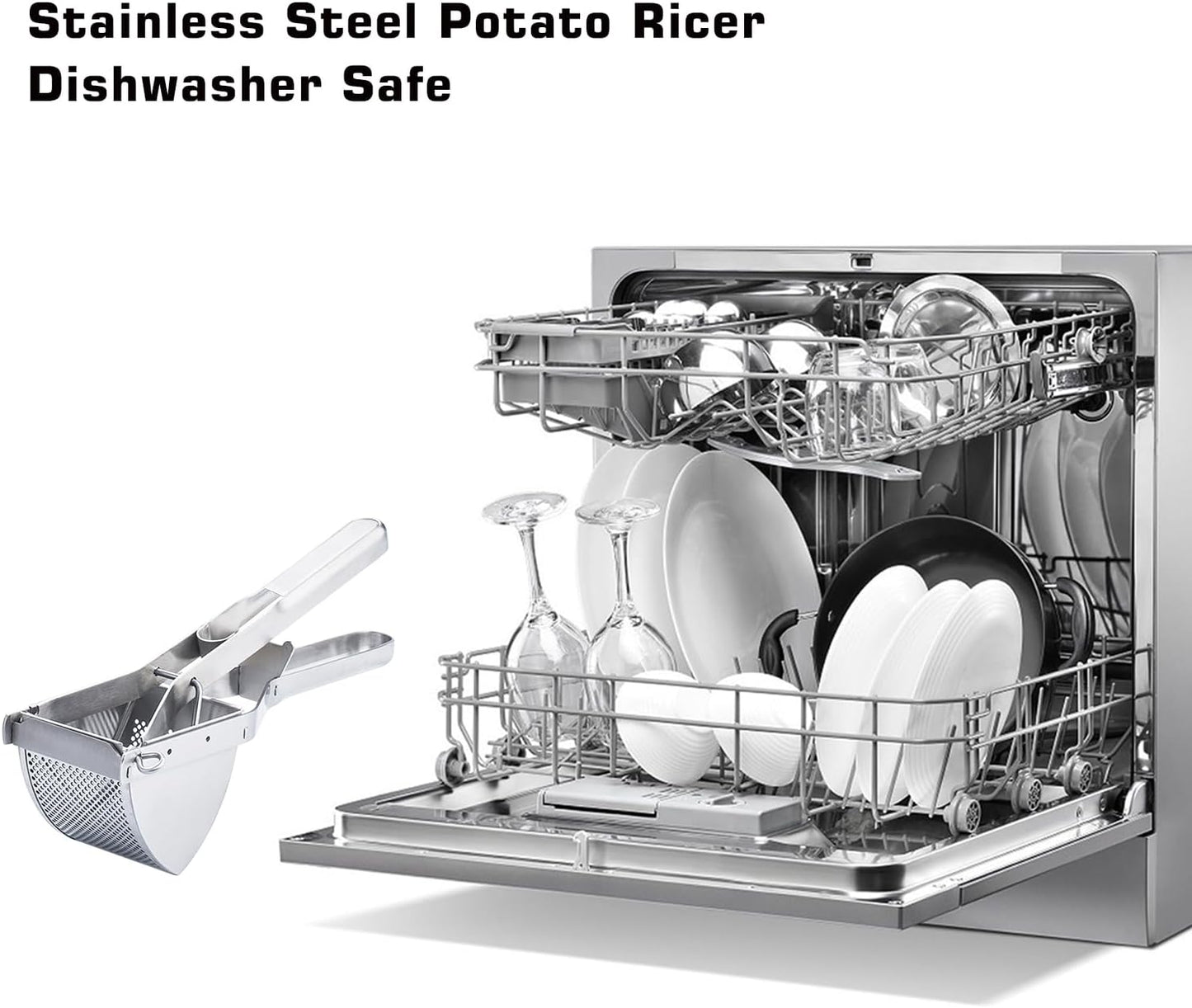 Potato Ricer, AITRAI Large 22oz Potato Masher Ricer Heavy Duty Stainless Steel Mashed Potato Masher for Smooth and Fluffy Mashed Potatoes