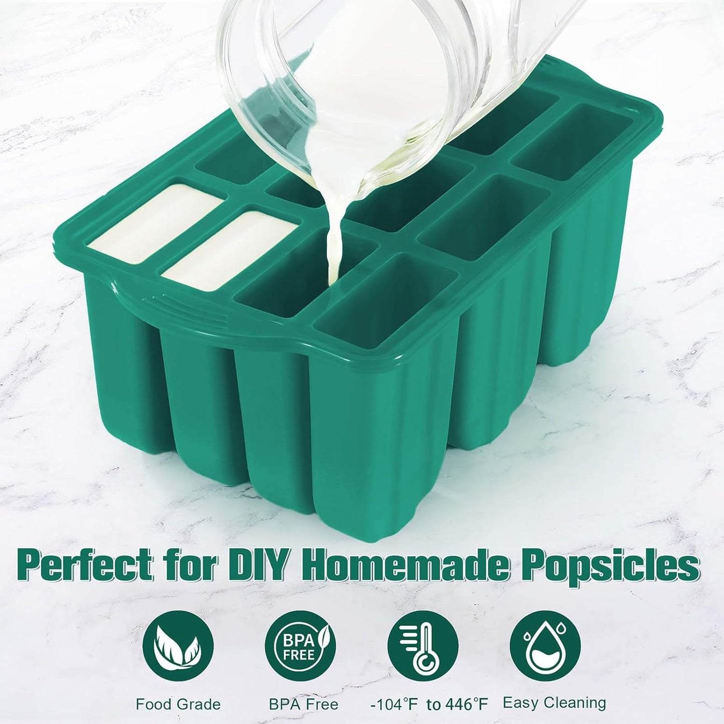 Silicone Popsicles Molds,Ice Pop Cream Mold Set Homemade Toddler Popsicle Maker For Kids Para Paletas De Helado Kulfi BPA Free, with 50 Sticks, 50 Bags,50 wire Ties (Navy blue)